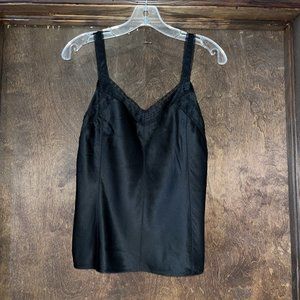 ANN TAYLOR, CAMISOLE DETAILED LACE TRIMMING, BLACK